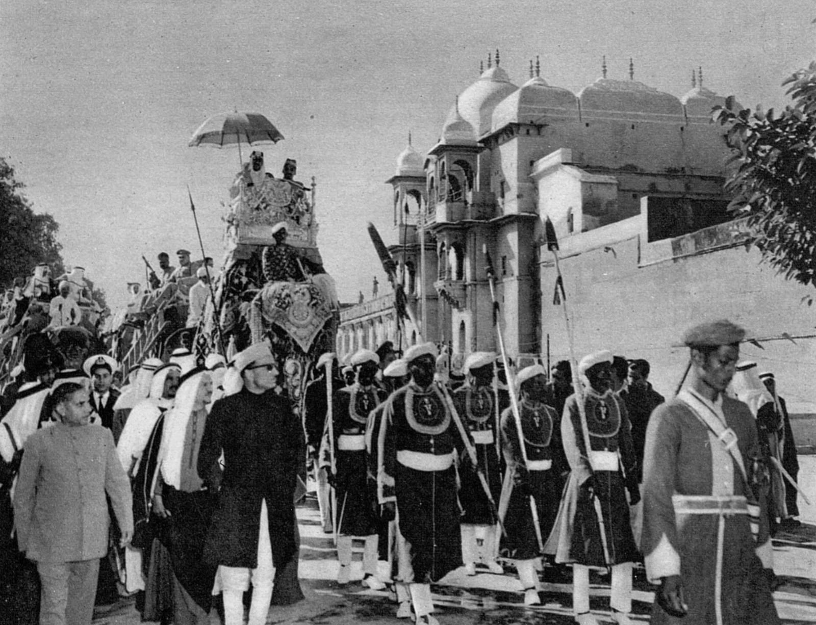 Maharaja Vibhuti Narain Singh with H.M. King Saud of Saudi Arabia
